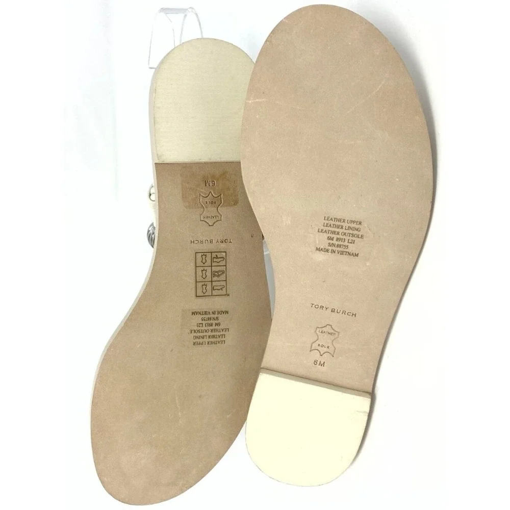 TORY BURCH CREAM LEATHER GLADIATOR SANDALS WITH SILVER HARDWARE NEW IN BOX